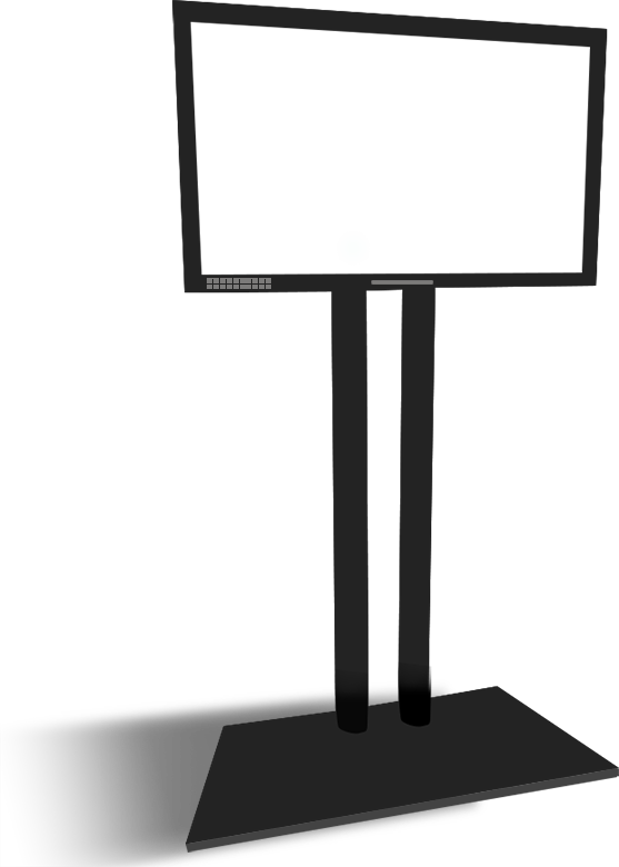 Pantalla digital sobre pedestal